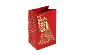 ΤΣΑΝΤΑ ΔΩΡΟΥ XMAS FOIL ΚΟΚΚΙΝΟ/ΧΡΥΣΟ 13x20x9cm